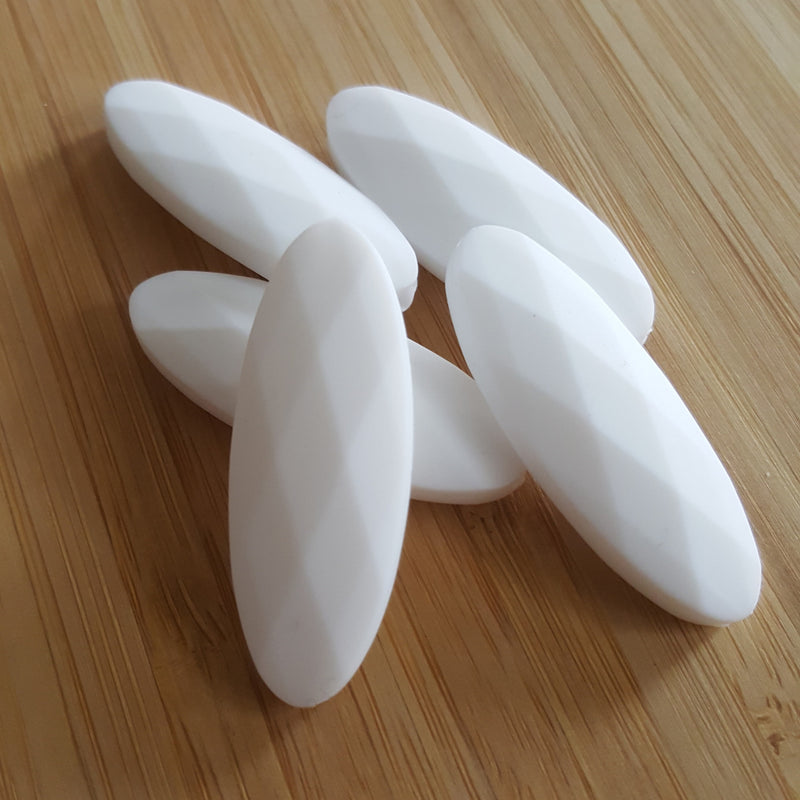 White Marquise Oval Silicone Beads